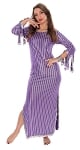 Egyptian Striped Beaded Saidi Dress with Paillettes - PURPLE / SILVER