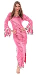 Egyptian Striped Beaded Saidi Dress with Paillettes - ROSE PINK / SILVER