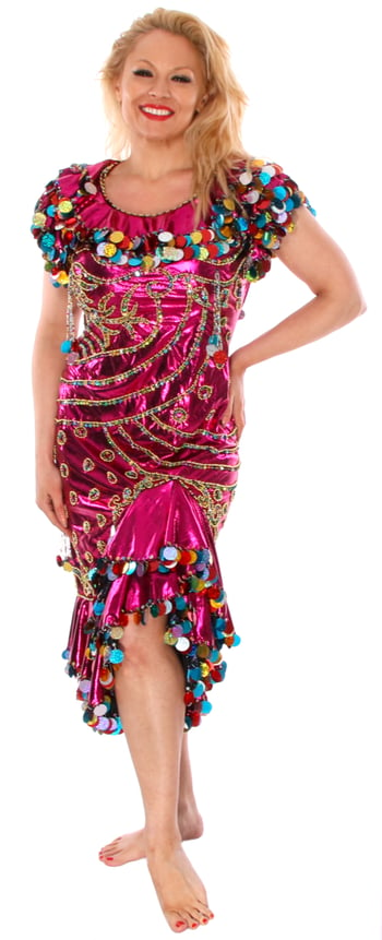 Egyptian Alexandrian Melaya Dress - FUCHSIA / MULTI