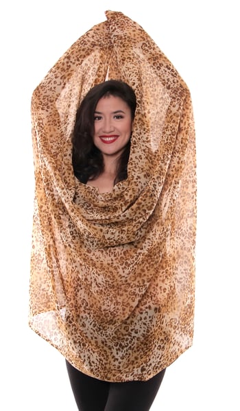 Animal Print Rectangular Chiffon Egyptian Veil - CHEETAH