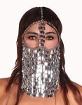 Sequin Chain Full Face Veil  - SILVER