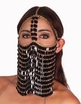 Sequin Chain Full Face Veil  - BLACK