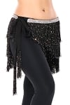 Sparkle Fringe Hip Scarf - BLACK