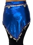 Egyptian Sapphire Lame' Hip Scarf with Silver Coins