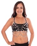 Draped Chain Halter with AB Crystals - SILVER