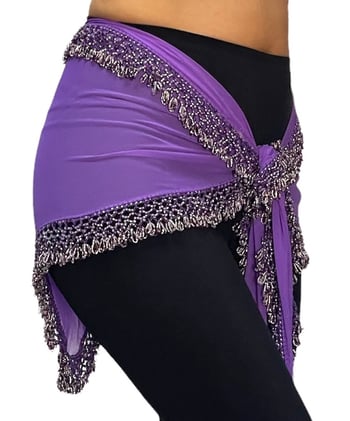 Egyptian Beaded Hip Scarf / Shawl - PURPLE