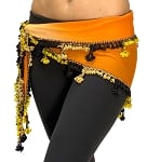 Egyptian Beaded Crochet Chiffon Hip Scarf - ORANGE