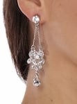 Drop Chain Chandelier Rhinestone Earrings -  SILVER