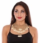 Medallion and Coin Egyptian Necklace - GOLD