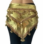 Egyptian Beaded Hip Scarf - GOLD LAME