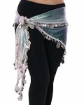 Egyptian Organza Hip Scarf with Coins - WHITE