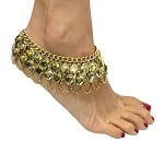Anklet with Petals and Chain Drapes - GOLD