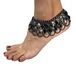 Anklet with Petals and Chain Drapes - HEMATITE