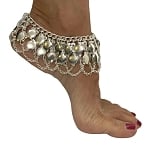 Anklet with Petals and Chain Drapes - SILVER