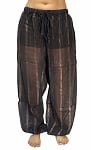 Cotton Harem Pants with Lurex Stripes - BLACK