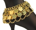 2-Row Coin Anklet with Chain Swags - GOLD