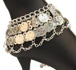 2-Row Coin Anklet with Chain Swags - SILVER