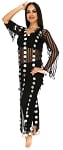 Egyptian Mesh Folk Dress with coins - BLACK/SILVER