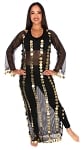 Egyptian Mesh Folk Dress with coins - BLACK/GOLD