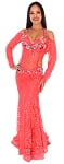 CAIRO COLLECTION: Professional Belly Dance Lace Beledi Dress from Egypt - ORANGE