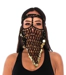 Triangle Crochet Face Veil with Coins - GOLD