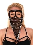 Triangle Crochet Face Veil with Coins - SILVER
