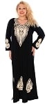 Galabeya Dress with Ivory Embroidery - BLACK