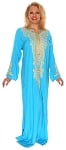 Galabeya Dress with Ivory Embroidery - TURQUOISE