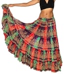 25 Yard Tie Dye Cotton Dance Skirt - GREEN/RED/PURPLE