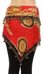 Leopard & Peacock Egyptian Beaded Hip Scarf - RED