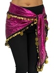 Egyptian Fuchsia Lame' Hip Scarf with Gold Coins