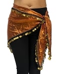Egyptian Copper Lame' Hip Scarf with Gold Coins