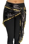 Egyptian Hip Scarf with Gold Coins - BLACK