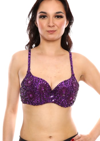 Sequin Beaded Costume / Dance Bra - PURPLE