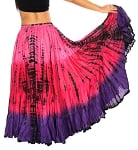 25 Yard Tie Dye Cotton Dance Skirt - PINK / FUCHSIA / PURPLE