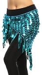 Paillette Triangle Shawl Belly Dance Hip Wrap Hipscarf - TURQUOISE