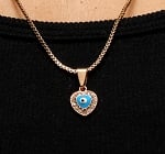 Rhinestone Heart Evil-Eye Necklace from Egypt