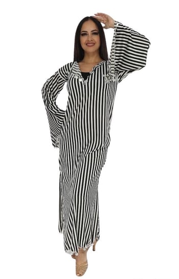 Striped Egyptian Baladi/Saidi Folk Dress - BLACK/WHITE