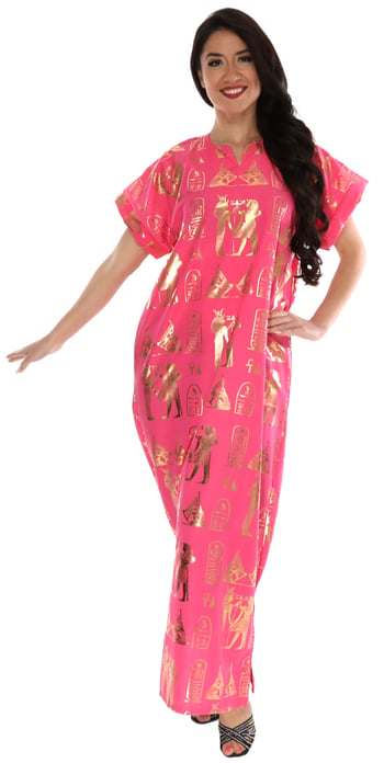 Ancient Egypt Galabeya / Cover-Up from Egypt - HOT PINK / GOLD