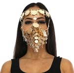 Egyptian Face Veil with Large and Small Coins - GOLD