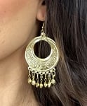 Egyptian Crescent Moon Earrings with Coins - GOLD
