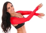 Long Sleeve Mesh Shrug with Finger Loops - RED