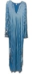 Egyptian Striped Beaded Saidi Dress with Paillettes - TURQUOISE / SILVER