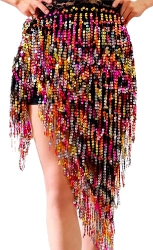 Sequin Fringe Hip Wrap / Skirt - TROPICAL