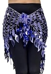 Paillette Triangle Shawl Belly Dance Hip Wrap Hipscarf - FRENCH PURPLE
