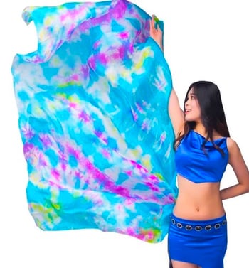 Tie-Dye Silk Bellydance Veil - SPRINGTIME