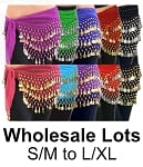 50 Lot Wholesale Belly Dance Chiffon & Coin Hip Scarves - ASSORTED